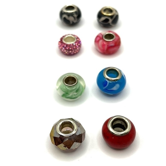 Pandora Style Glass Beads  8 total beads be added  to charm bracelet or necklace - Picture 3 of 5